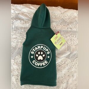 Starpups Coffee Dog Hoodie Small NWT Green Parody